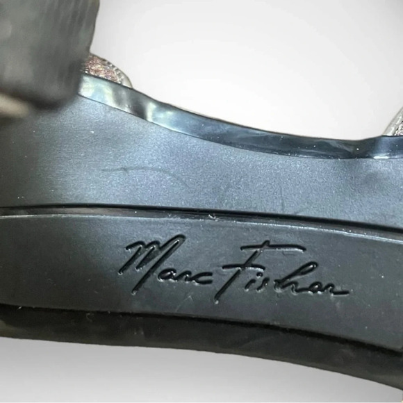 MARC FISHER Joey3 Silver Multicolor Texture Glitter Peep Toe Heels Size 7 | EUC - Picture 6 of 7